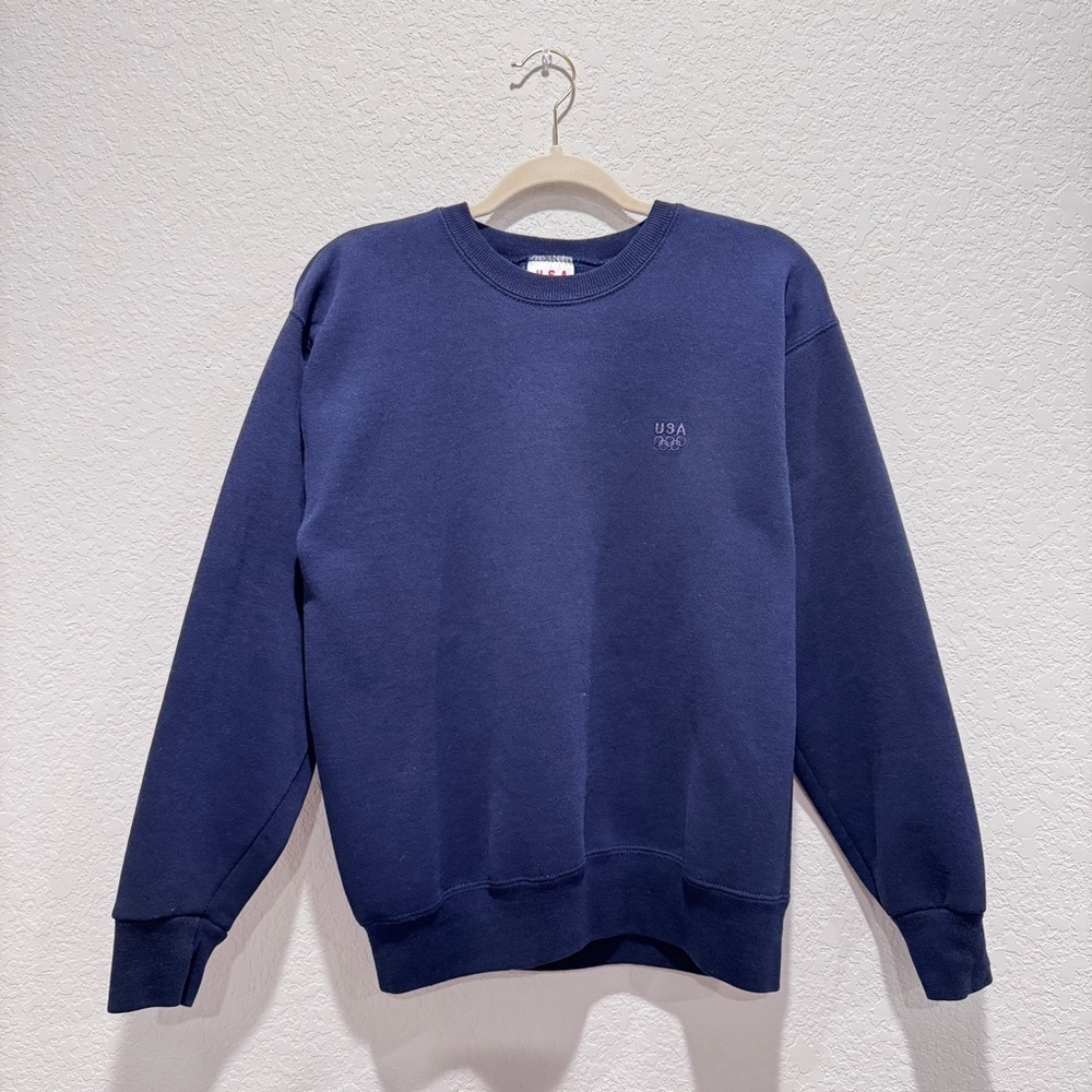 Vintage 80s 90s Olympics USA Crewneck Sweater Embroidered Classic Navy Sz M
